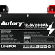 Autory 12.8V 200Ah LiFePO4 Battery – Metal Case