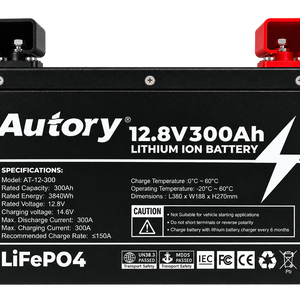 Autory 12.8V 300Ah LiFePO4 Battery – Metal Case