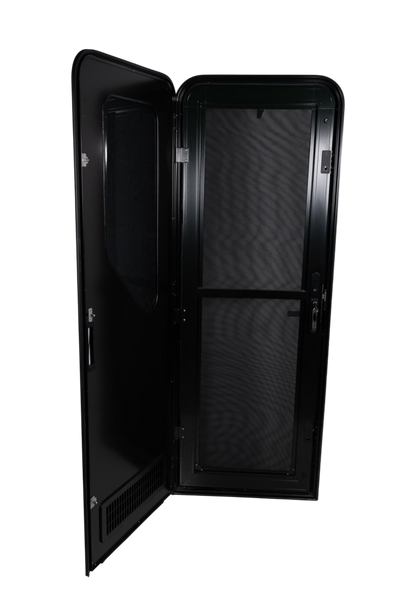 Black RV AD Long Glass Door - Right Hand Hinge