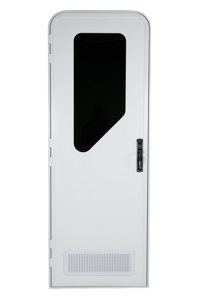 White RV AD Long Glass Door - Left Hand Hinge