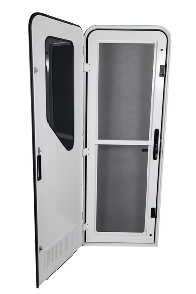 White RV AD Long Glass Door - Left Hand Hinge