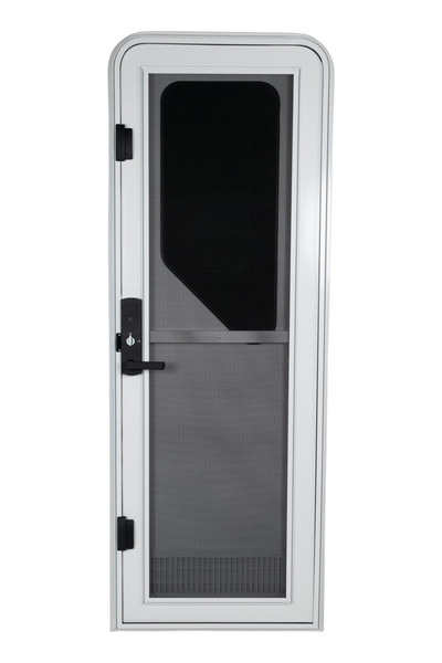 White RV AD Long Glass Door - Left Hand Hinge