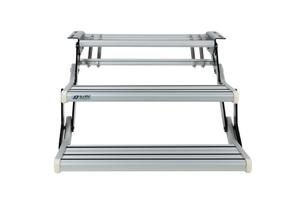 SJ RV Double Manual Drop Down Step with LED Light