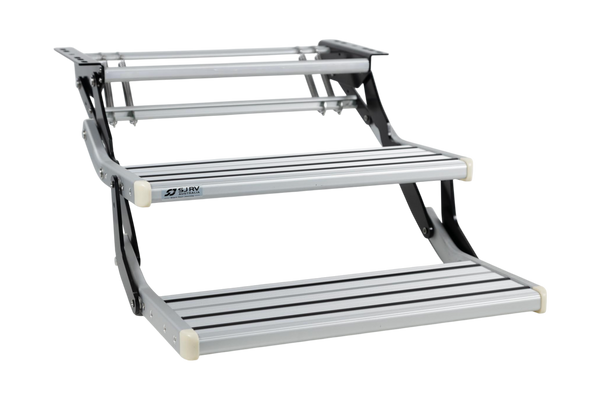 SJ RV Double Manual Drop Down Step with LED Light