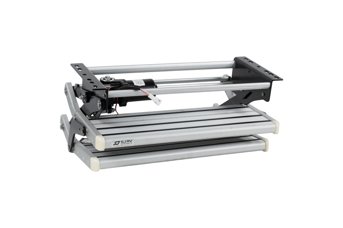 Double Electric Caravan Step with LED – 280mm Drop