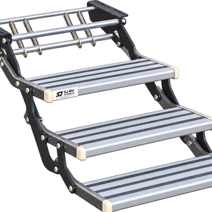 Triple Manual Caravan Step with LED – 385mm Drop