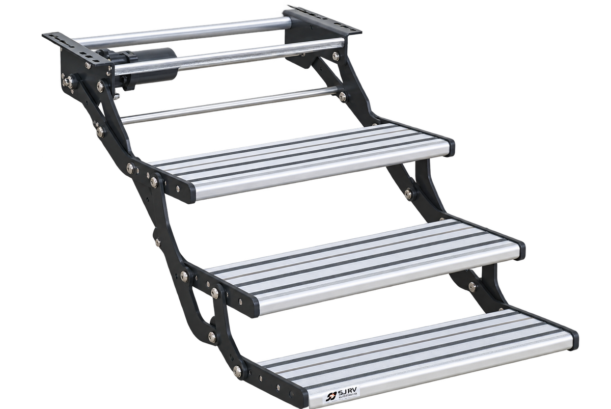 Triple Electric Caravan Step with LED – 400mm Drop