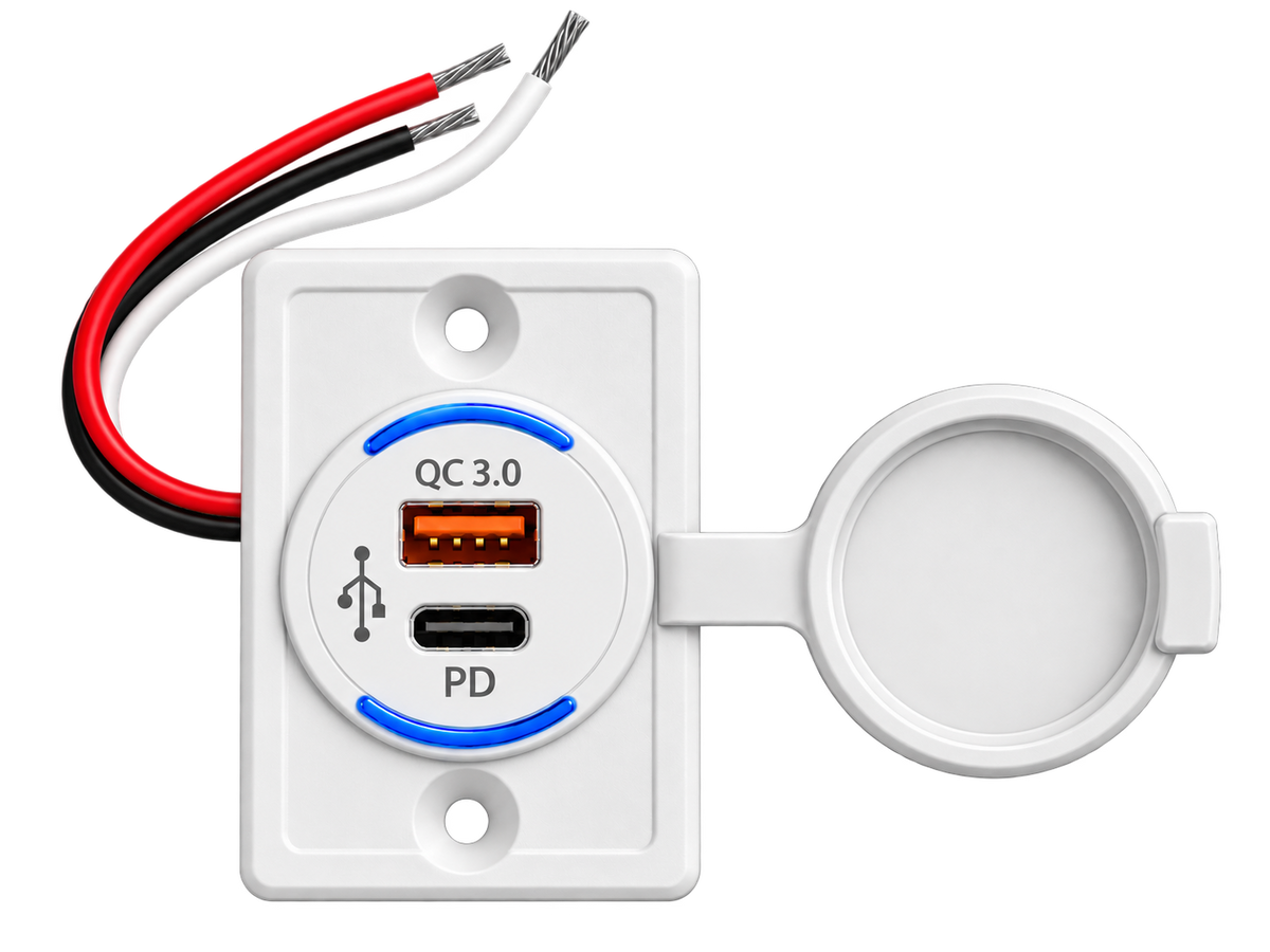 Caravan Flush Mount USB-A & USB-C PD Outlet – 30W